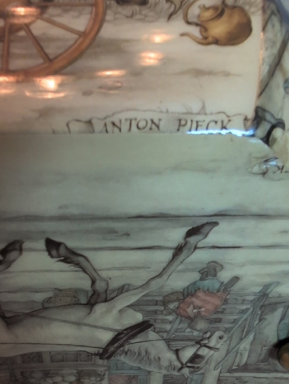 Vintage Anton Pieck Wood & Decoupage Jewelry Box Handbag - Picture 2 of 16